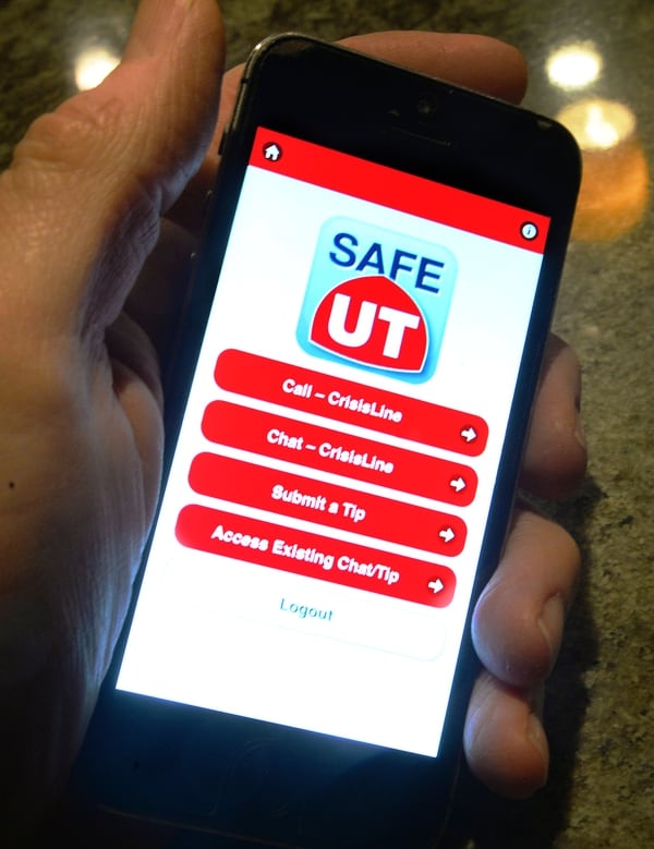 Steve Griffin / The Salt Lake Tribune The SafeUT Crisis Text and Tip Line is a statewide service that provides real-time crisis intervention to youth through texting and a confidential tip program u00d0 right from your smartphone. Tuesday December 27, 2016. 
