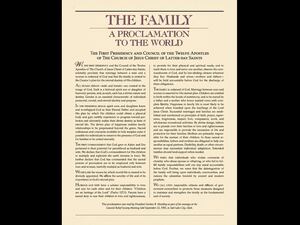 (The Church of Jesus Christ of Latter-day Saints) "The Family: A Proclamation to the World" was unveiled in September 1995.