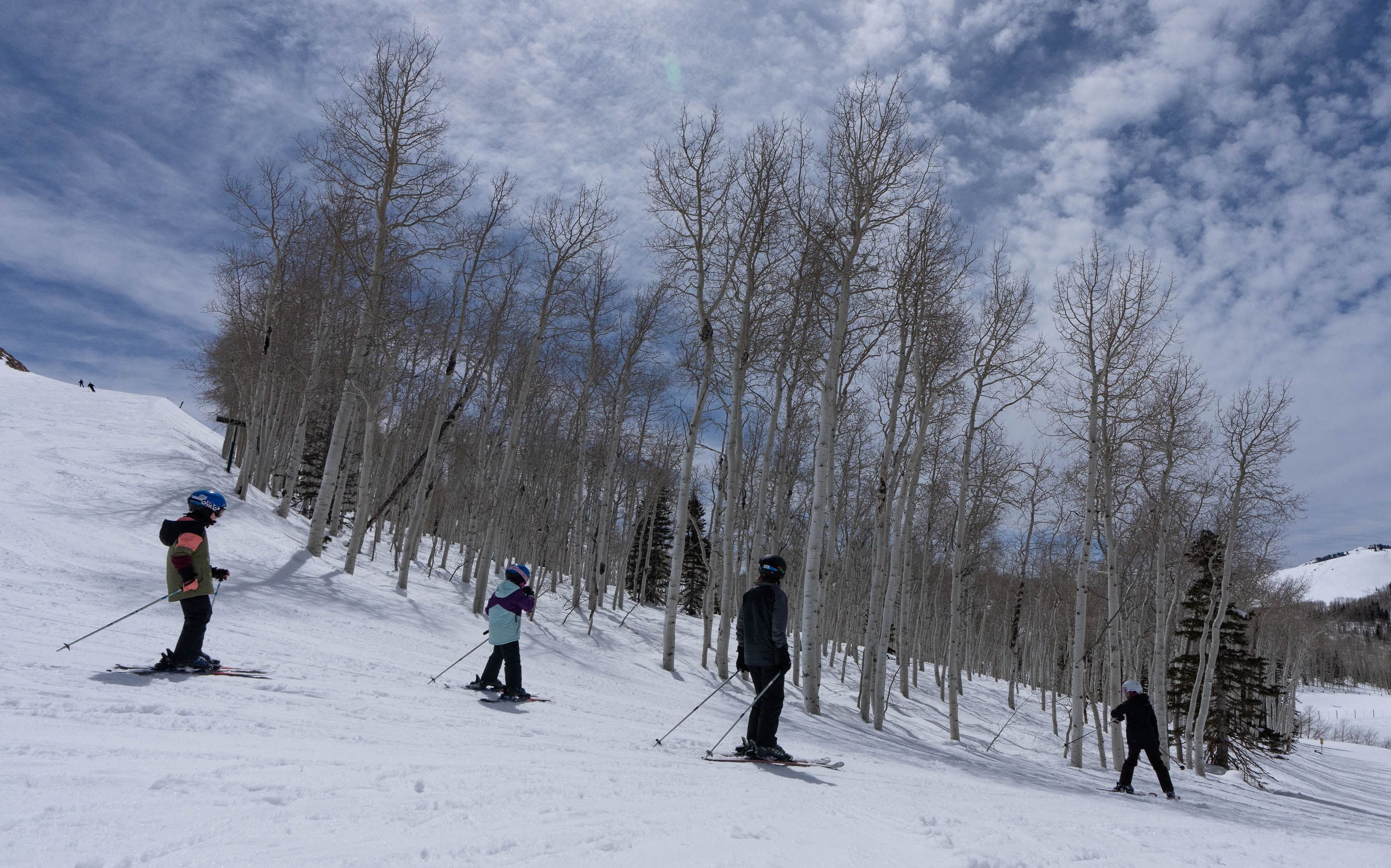 (Francisco Kjolseth  |  The Salt Lake Tribune) Skiers at Deer Valley on Thursday, April 4, 2024. Alterra Mountain Co., owner of Deer Valley, plans to add 3,700 acres of skiable terrain.