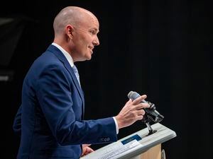 (Rick Egan | The Salt Lake Tribune)  Gov. Spencer Cox answers questions during his monthly news conference at the Eccles Broadcast Center, on 
Thursday, May 18, 2023. Cox, who said he’s passionate about immigration reform, called Congress “imbeciles” who “should all get fired" for not assign immigration reform.