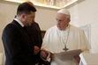 (Gregorio Borgia | AP | Pool)Pope Francis exchanges gifts with Ukrainian President Volodymyr Zelenskyy during a private audience at the Vatican in February 2020.