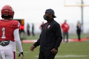 (Utah Athletics) Utah wide receivers coach Chad Bumphis works at a spring practice. Bumphis' Mississippi roots helped the Utes land a commitment from three-star quarterback Mack Howard.