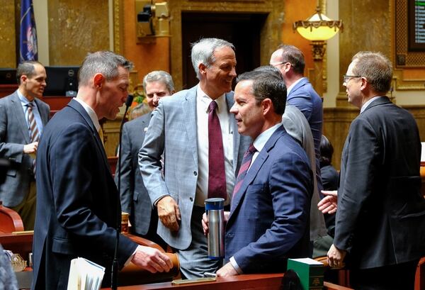 (Francisco Kjolseth | The Salt Lake Tribune) House representatives gather at the Capitol as the Legislature calls itself into special session to override Gov. Gary Herbert's vetoes of two bills.
