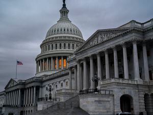 (J. Scott Applewhite | AP) The Senate side of the Capitol is seen in Washington, early Thursday, Dec. 22, 2022, as lawmakers rush to complete passage of a bill to fund the government before a midnight Friday deadline, at the Capitol in Washington, Thursday, Dec. 22, 2022.