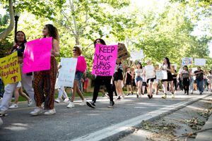 (Rachel Rydalch | Special to The Tribune) People march down State Street for an abortion-rights rally in Salt Lake City on Sunday, June 26, 2022. The state keeps many abortion stats that shed light on the issue.