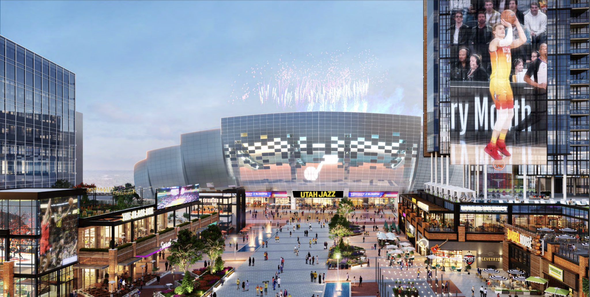 (Ryan Smith via X) Utah Jazz owner Ryan Smith posted this rendering of the proposed downtown sports and entertainment district on X on Tuesday, Feb. 27, 2024.