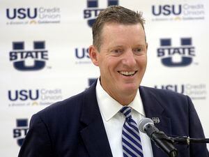 Al Hartmann |  The Salt Lake Tribune
Utah State University introduced John Hartwell as its new Vice President and Director of Athletics at the Wayne Estes Center in June 2015. Hartwell resigned his position this week.