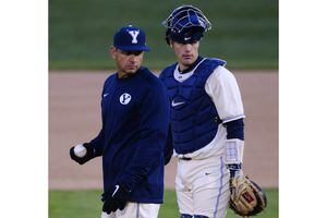 (Steve Griffin  |  The Salt Lake Tribune) BYU baseball coach Mike Littlewood, left, in 2016. Littlewood resigned as the Cougars' coach on Monday.
