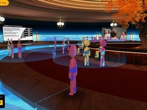 (Sundance Institute) An image from The Spaceship, a virtual meeting space that will be part of the 2022 Sundance Film Festival's New Frontier program.