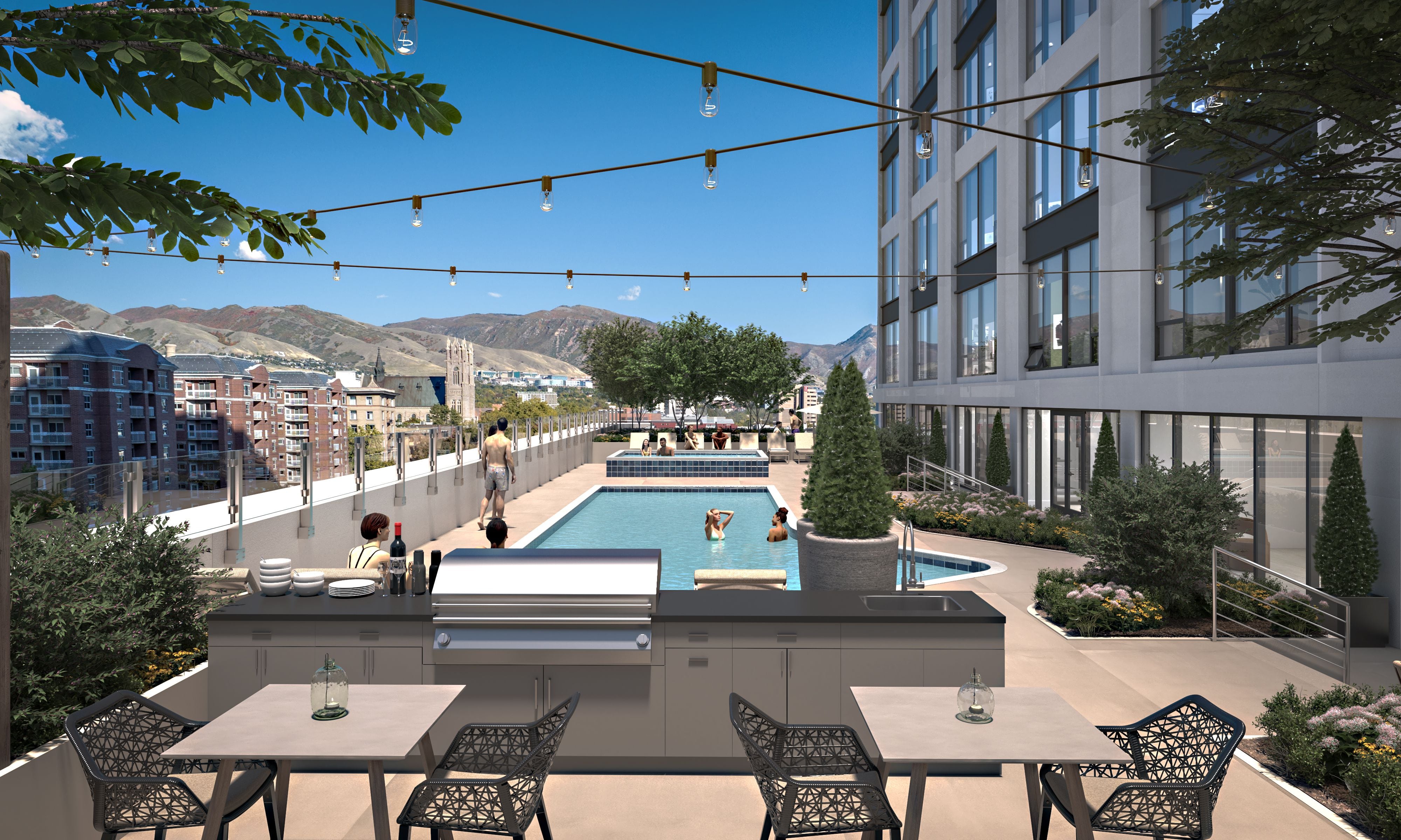 (Hines) Rendering of a pool planned for South Temple Tower, part of an office-to-residential remake of 136 E. South Temple in Salt Lake City.