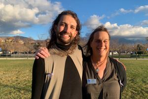 (Shane Burke | The Salt Lake Tribune) Christopher Malan and Candice Metzler of the Transgender Education Advocates of Utah outside the Capitol on Saturday.