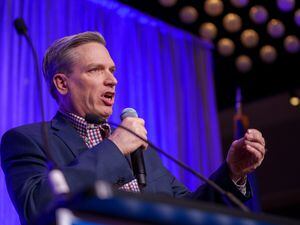 (Trent Nelson  |  The Salt Lake Tribune) Utah Treasurer Marlo Oaks at the Utah Republican Party election night party at the Hyatt Regency in Salt Lake City on Tuesday, Nov. 8, 2022. Oaks, on March 11, 2023, told Salt Lake County Republicans that corporate ESG standards are part of "Satan's plan."
