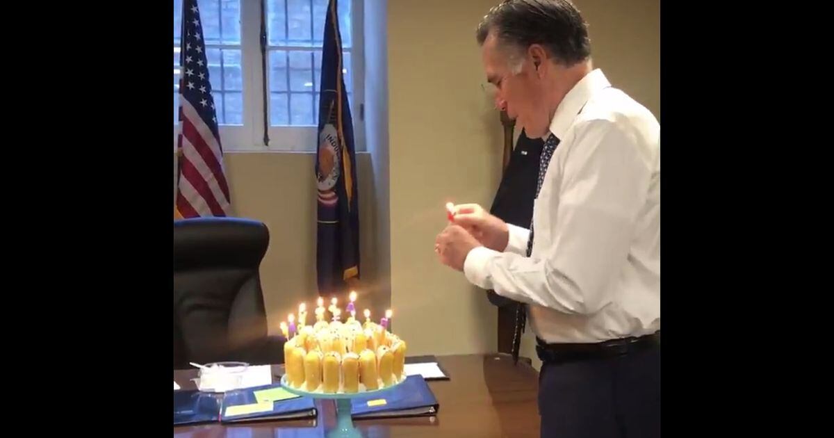 Mitt Romney blows out his birthday candles differently than you do