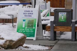 (Francisco Kjolseth | The Salt Lake Tribune) A self-serve COVID-19 saliva test is offered at the Park City hospital on Thursday, Dec. 30, 2021.