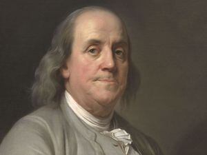 (National Portrait Gallery, Smithsonian Institution) Benjamin Franklin portrait by Joseph Siffred Duplessis, c.1785.