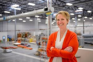 (Trent Nelson | The Salt Lake Tribune)  Natalie Kaddas, owner of Kaddas Enterprises Inc., in the company's new Salt Lake City manufacturing facility, Tuesday, May 8, 2018.