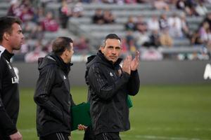 (David Zalubowski | AP) Real Salt Lake head coach Pablo Mastroeni in the first half of an MLS soccer match Saturday, April 2, 2022, in Commerce City, Colo.