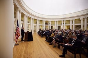 (The Church of Jesus Christ of Latter-day Saints) President Dallin H. Oaks of the First Presidency delivers the 2021 Joseph Smith Lecture at the University of Virginia on Friday, Nov. 12, 2021. Oaks talked about the need for legislative solutions in balancing religious freedoms and LGBTQ protections.