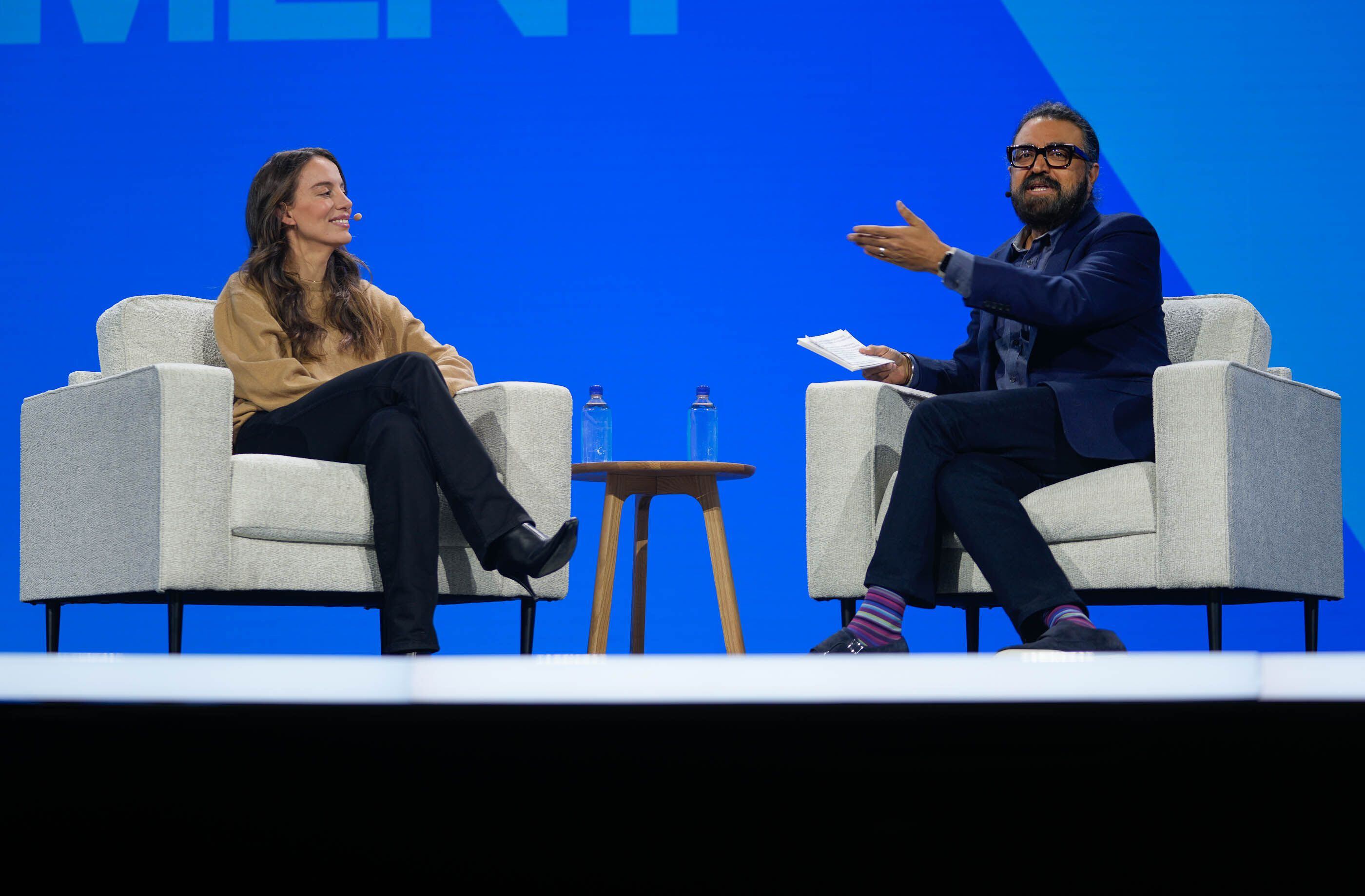 (Francisco Kjolseth  |  The Salt Lake Tribune) Mira Murati, chief technology officer at Open AI — the company that developed ChatGPT— joins Gurdeep Pall, president of AI strategy at Qualtrics, for a conversation during the X4 tech summit at the Salt Palace Convention Center in Salt Lake City on Wednesday, May 1, 2024.