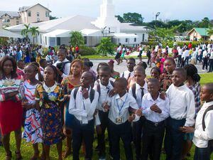 (The Church of Jesus Christ of Latter-day Saints)
Latter-day Saints in the Democratic Republic of Congo celebrate their new temple in the capital of Kinshasa. The African nation is one of the leaders in growth in the Utah-based faith.