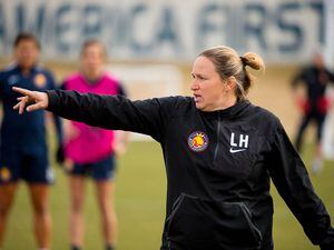 (Trent Nelson | The Salt Lake Tribune)  Utah Royals at practice in Sandy, Tuesday March 20, 2018. Head coach Laura Harvey.