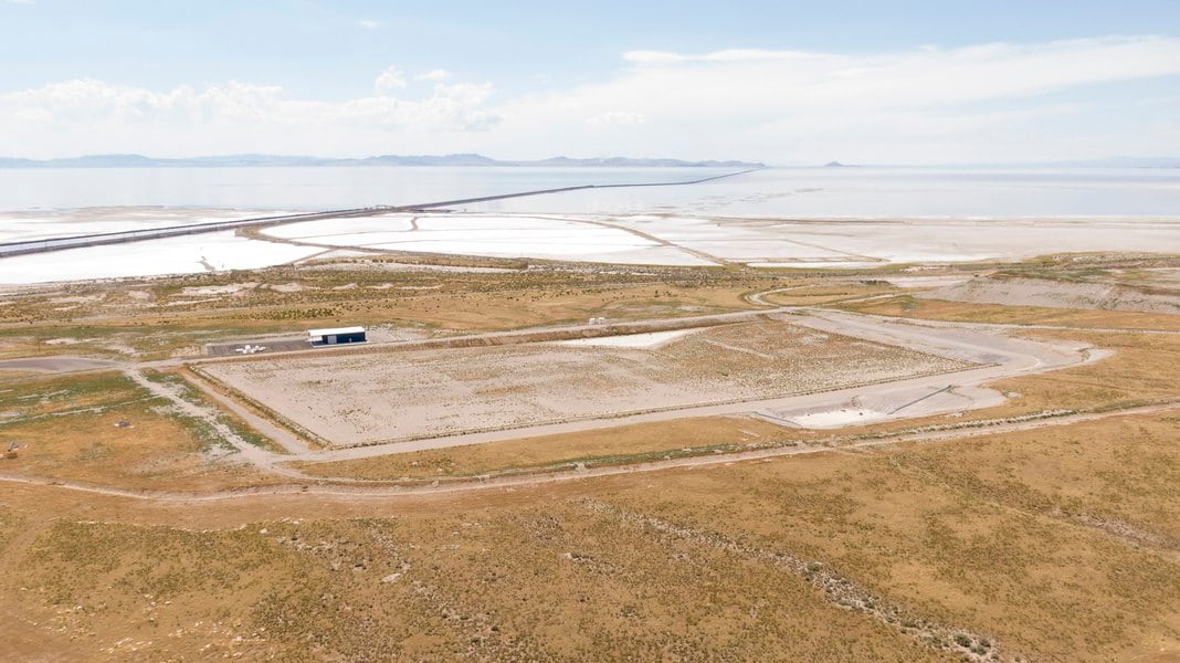 A landfill on the tip of the Promontory cape on the Great Salt Lake is