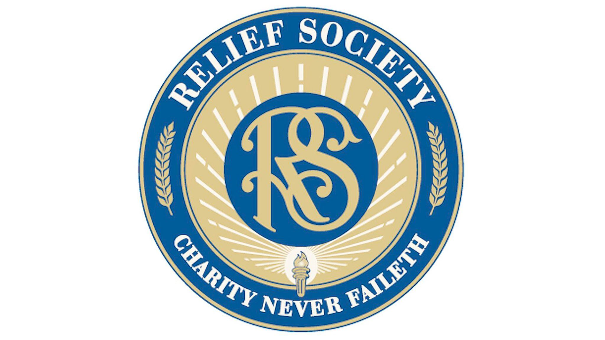 (The Church of Jesus Christ of Latter-day Saints) The women's Relief Society logo displays the organization's motto, Charity Never Faileth. Inouye would like to see the Relief Society lead the way on humanitarian outreach.