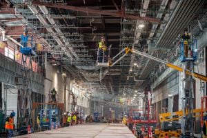 (Trent Nelson  |  The Salt Lake Tribune) Construction along the expanded concourse A at the Salt Lake City International Airport in Salt Lake City on Tuesday, May 3, 2022.