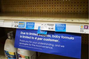 (Rick Bowmer | AP) A limited supplies sign is displayed on the baby formula shelf at a grocery store Tuesday, May 10, 2022, in Salt Lake City. Parents across much of the U.S. are scrambling to find baby formula after a combination of supply disruptions and safety recalls have swept many of the leading brands off store shelves. On Wednesday, May 18, Utah's four congressmen voted against $28 million in emergency funding to address the national baby formula shortage.
