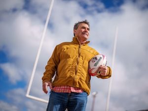 (Trent Nelson  |  The Salt Lake Tribune) Jim Brown has been working to bring the rugby world cup to the USA. Brown was pictured on the rugby field in Park City on Tuesday, March 22, 2022.