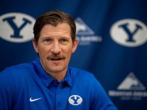 (Trent Nelson  |  The Salt Lake Tribune) Aaron Roderick at BYU football media day in Provo on Wednesday, June 22, 2022.