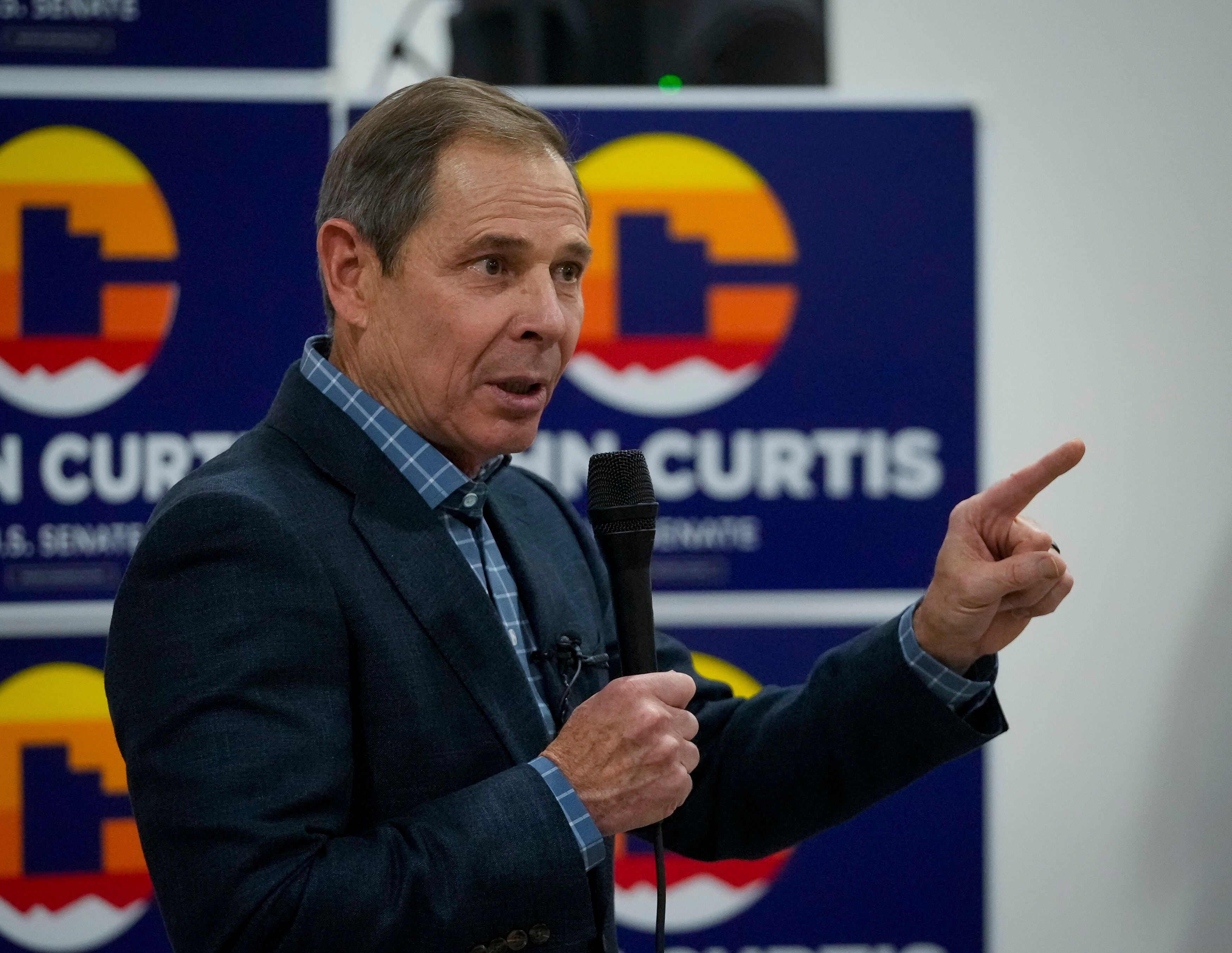 (Bethany Baker  |  The Salt Lake Tribune) Rep. John Curtis speaks at his senate campaign kickoff in January. Curtis has introduced a bill in U.S. Congress that would bar natural asset companies from Utah.