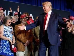 (Charles Krupa | AP)Former President Donald Trump arrives at an April campaign rally in Manchester, N.H. A Latter-day Saint blogger speculates about what might happen if The Church of Jesus Christ of Latter-day Saints overtly opposed a possible Trump return to the White House.