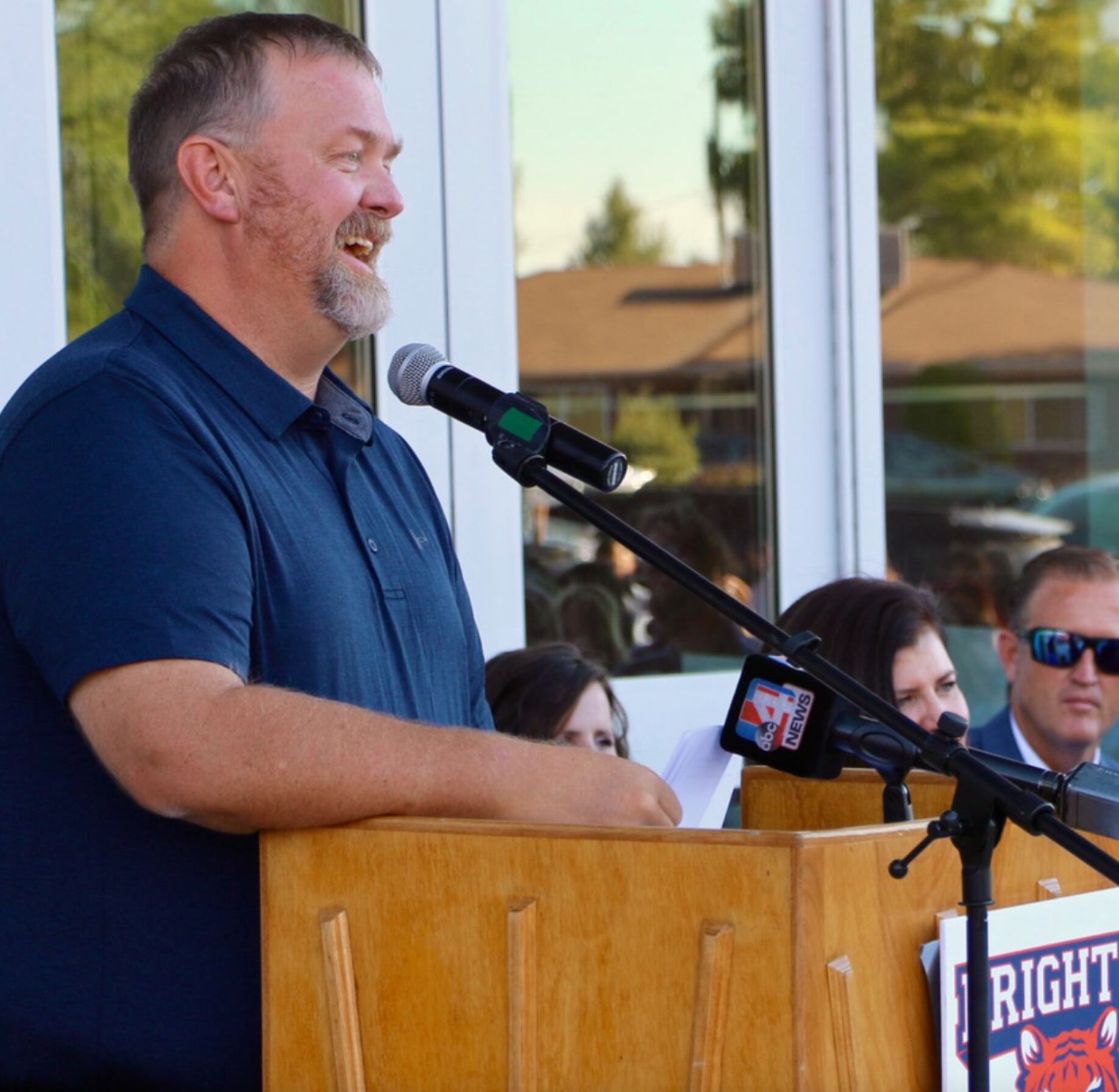 (Courtesy of Granite School District) Tom Sherwood, director of high schools at Canyons School District, speaks at a ribbon-cutting event for when Brighton High was rebuilt.