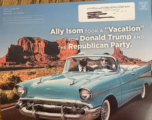 Club for Growth PAC mailer attacking Ally Isom, who may run against Sen. Mike Lee in 2022.