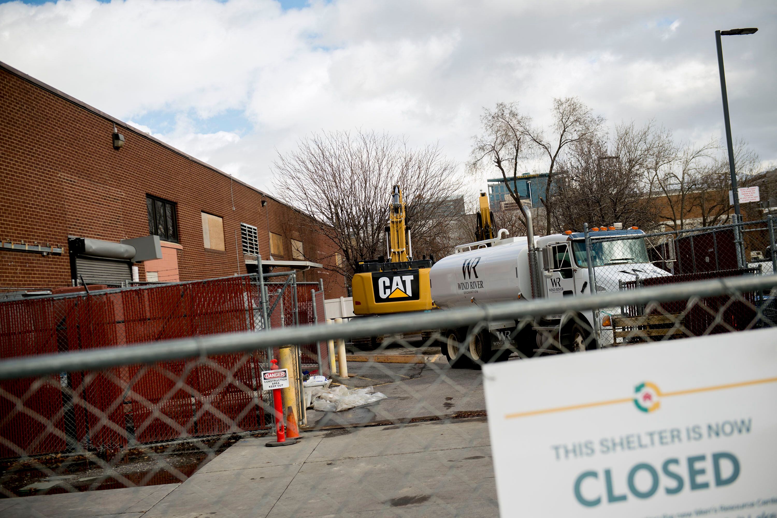 (Jeremy Harmon | The Salt Lake Tribune) Work crews prepare to tear down the old Road Home shelter in Salt Lake City on Monday, January 27, 2020.