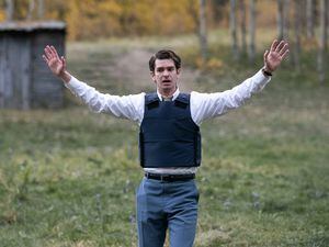 (Michelle Faye | FX) Andrew Garfield as Jeb Pyre in Episode 3 of "Under the Banner of Heaven."