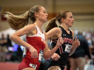(Courtesy of Utah athletics) Simone Plourde runs a race at the University of Utah.