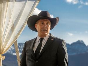 (Paramount Network via AP) This image released by Paramount Network shows Kevin Costner in a scene from "Yellowstone." The popular Paramount network drama “Yellowstone” will end in November with a batch of episodes that concludes its fifth season.
