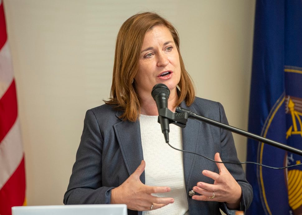 (Rick Egan | Tribune file photo) Salt Lake County Mayor Jenny Wilson makes a comment at the grand opening the new Salt Lake City Area office for the U.S. Census Bureau, Tuesday, Oct. 1, 2019. 