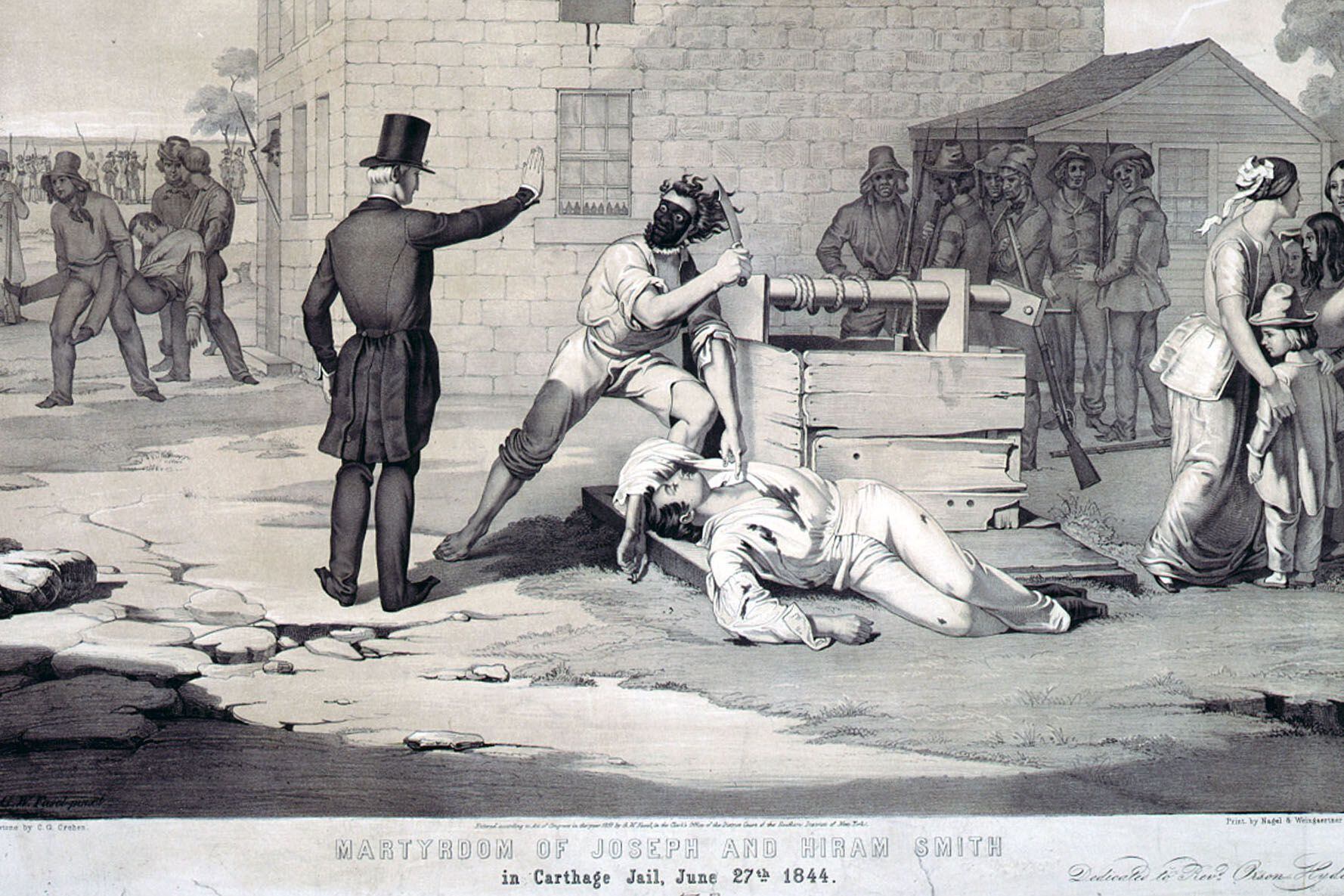 (The Library of Congress) The slaying of Joseph and Hyrum Smith is depicted in this lithograph by artist C.G. Crehen. A new online volume details the 1845 trial of the accused assassins.