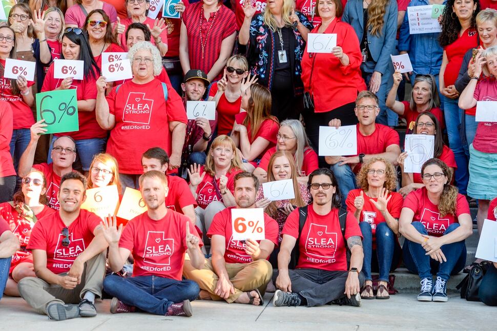 (Leah Hogsten | The Salt Lake Tribune) Teachers walk out of the public comment period at the Salt Lake City School District meeting regarding salary negotiations, June 4, 2019. More teachers are leaving Utah classrooms and one of the biggest reasons they cite is low pay. The state now has a shortage of 1,600 educators with the imbalance expected to get worse.