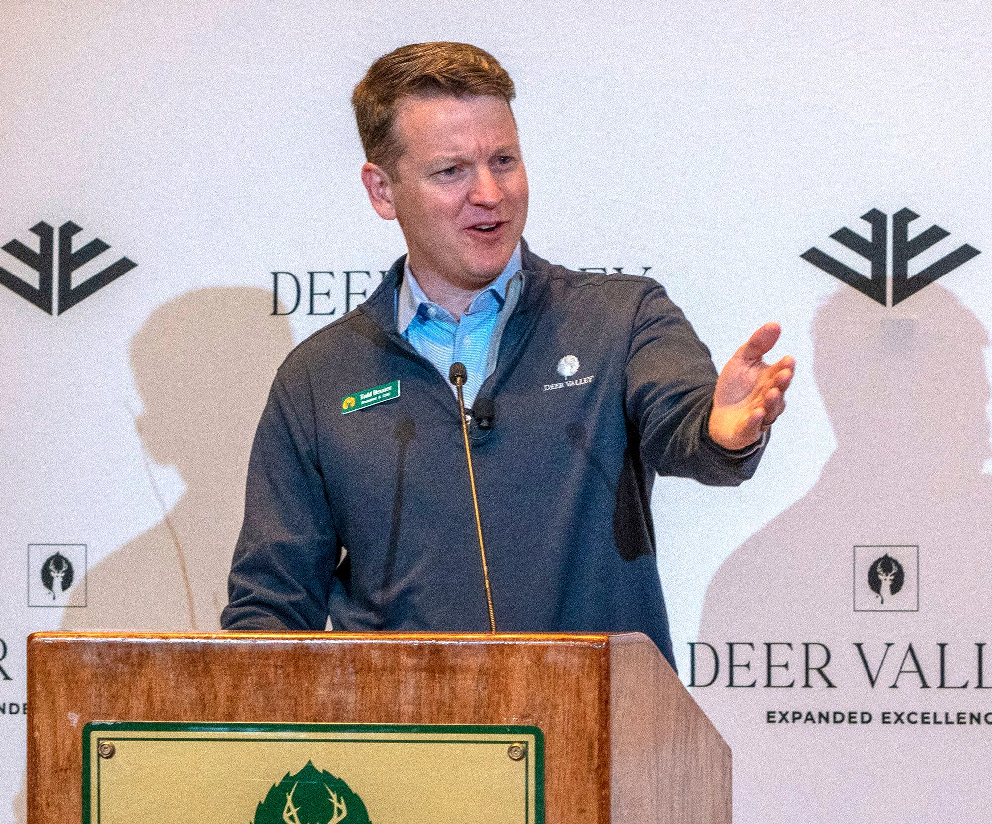 (Rick Egan | The Salt Lake Tribune)  Todd Bennett, president and chief operating officer of Deer Valley Resort, talks about the new Deer Valley Resort Expansion, at the Silver Lake Lodge in Deer Valley in August 2023.