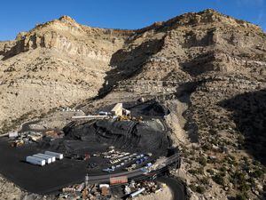 (Francisco Kjolseth | The Salt Lake Tribune) Utah’s Lila Canyon coal mine, on Tuesday, Dec. 6, has been burning since a coal pillar spontaneously combusted on Sept. 20. The mine operator's plans to expand operations hinge on the state's acquisition of adjacent federal coal tracts.