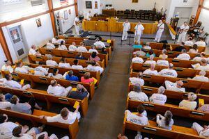 (Trent Nelson  |  The Salt Lake Tribune) Inmates perform in the chapel at the Utah State Prison in Draper in 2017. The state plans to preserve this worship space when the prison relocates.