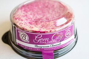 (Leah Hogsten | The Salt Lake Tribune) Gem City Fine Foods' Pomegrante Cheesecake, Aug. 27, 2021. Gem City Fine Foods, a gluten-free bakery in West Valley City, makes one of the best cheesecakes in America, according to the Specialty Food Association, earning a silver medal in 2021. 