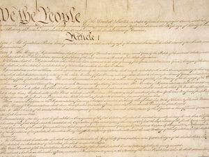 (National Archives via AP) The U.S. Constitution. A new poll shows 70% of Americans agree that declaring the U.S. a Christian nation would be unconstitutional.