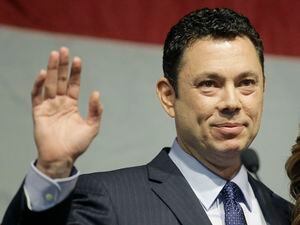 U.S. Rep. Jason Chaffetz waves after addressing the Utah GOP Convention Saturday, May 20, 2017, in Sandy, Utah. Chaffetz, who stepped down from Congress in 2017, said there is "no finer person than Chris Stewart." Rep. Chris Stewart is expected to also resign from the U.S. House. (AP Photo/Rick Bowmer)