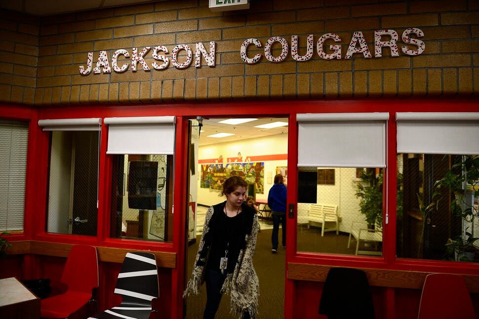 Scott Sommerdorf | The Salt Lake Tribune Jackson Cougars is in various places inside Andrew Jackson Elementary, but there is no direct association with the 7th President of the U.S. in the school. The Elementary School is planning to change it's name to Mary Jackson Elementary, Wednesday, February, 7, 2018. 