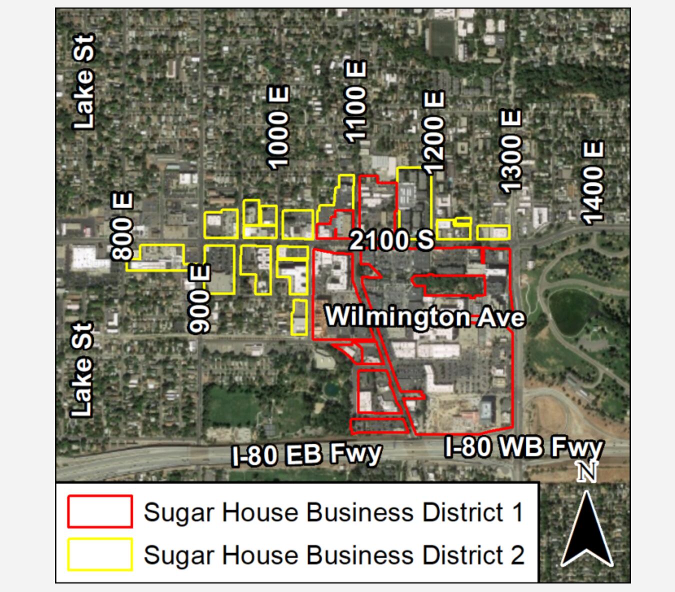 (Screenshot | Salt Lake City Planning Division) A map by Salt Lake City planners shows the project area covered by a 2023 ordinance banning new drive-thrus in the Sugar House business district.